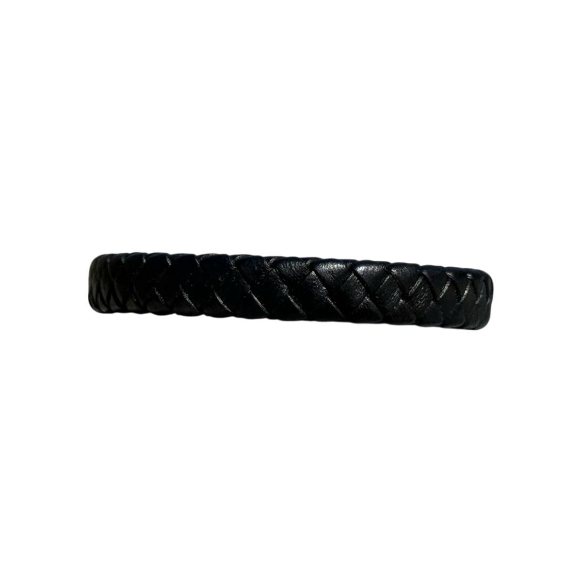 Pulsera de cuero trenzada negro ajustable