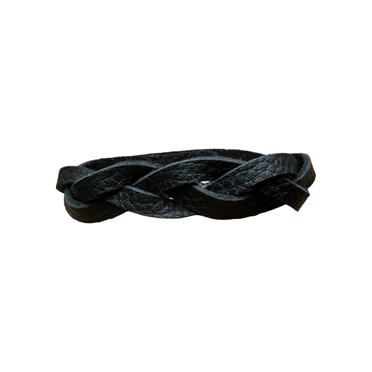 Pulsera de cuero de 3 tiras trenzada negra